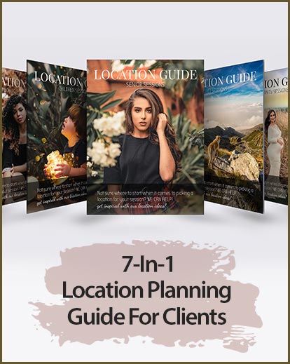 5 location guide mockups with models and bundle title