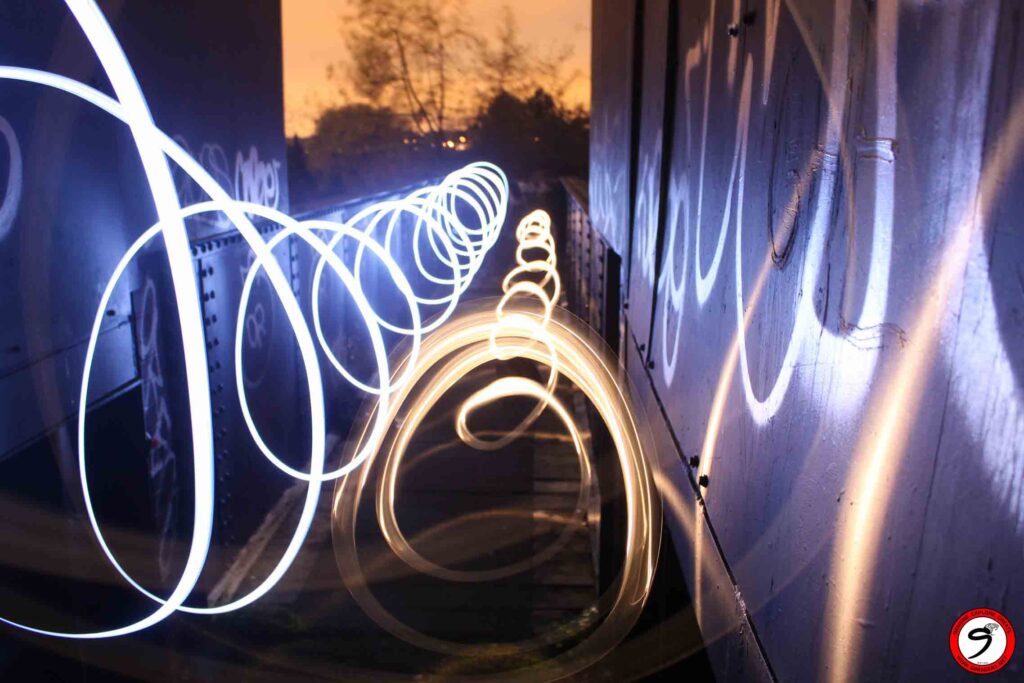 Light trails created using long exposure photography techniques