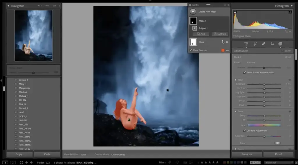 Fast retouching Photoshop applied after Lightroom color grading
