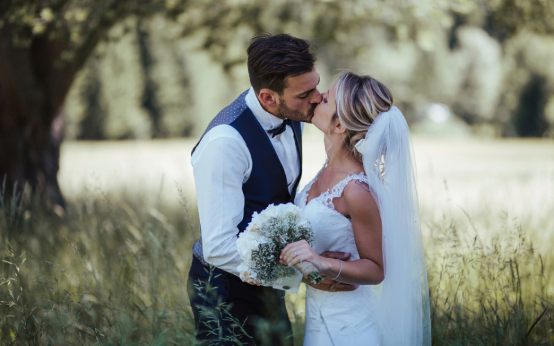 bride in white gown
