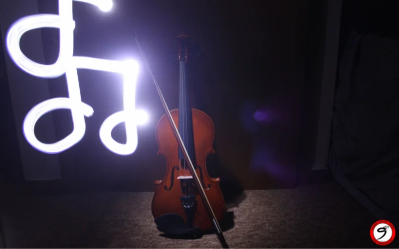 portrait with artistic light painting effects and glowing light trails