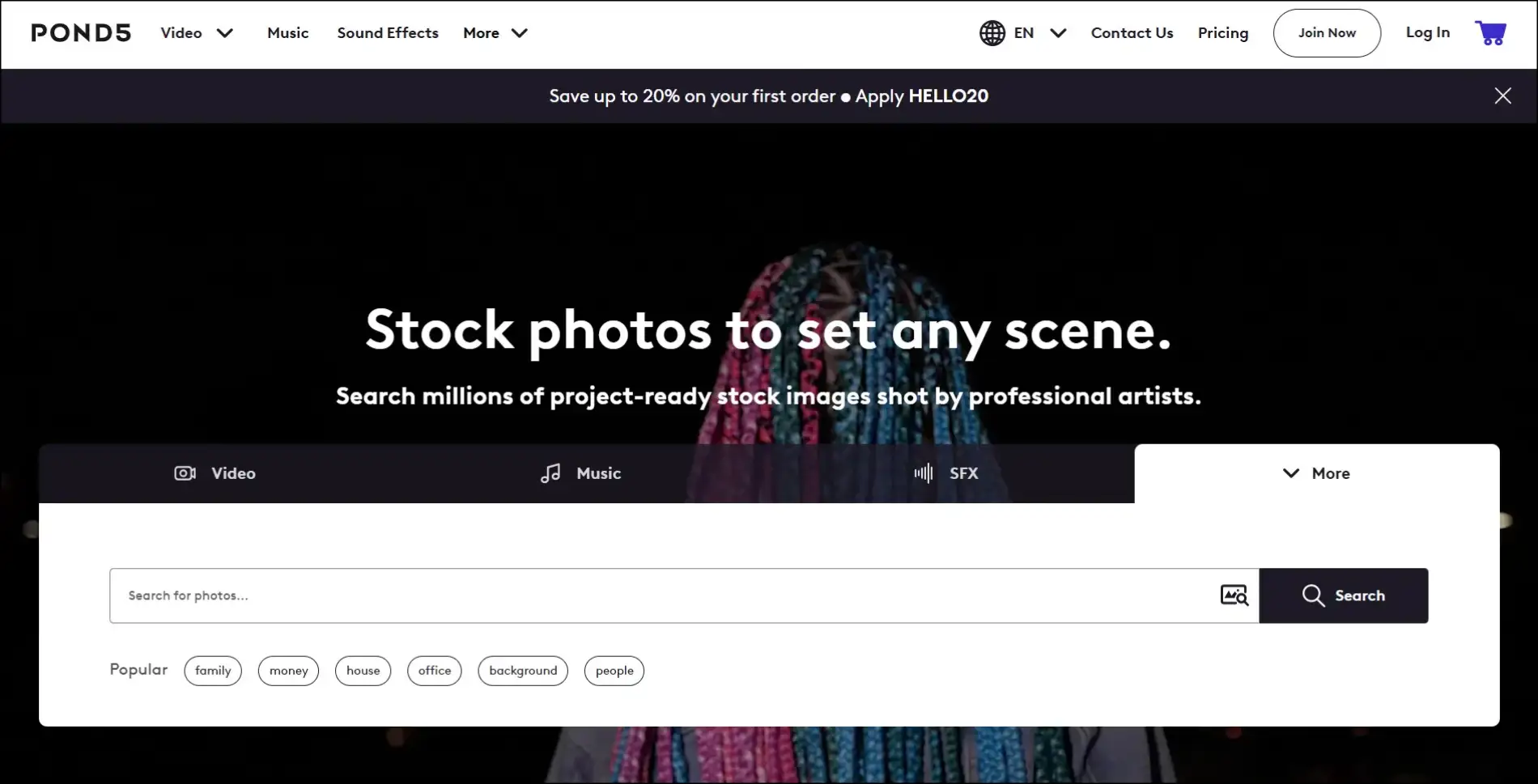Pond5 stock image and media marketplace showing photographer pricing controls and selling options