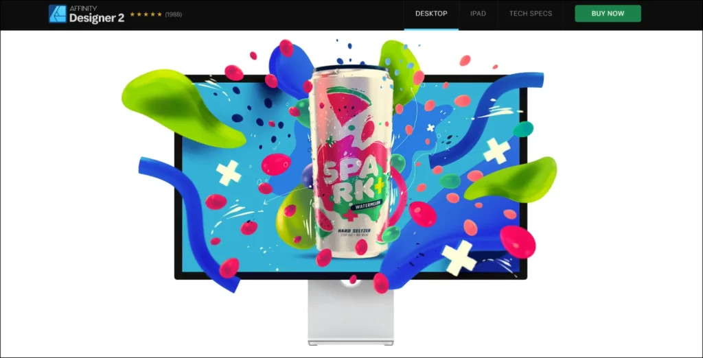 Affinity Designer dashboard showing vector illustration tools and artboard controls