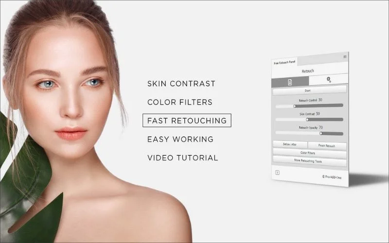 Free Photoshop retouch panel with portrait enhancement and skin correction tools