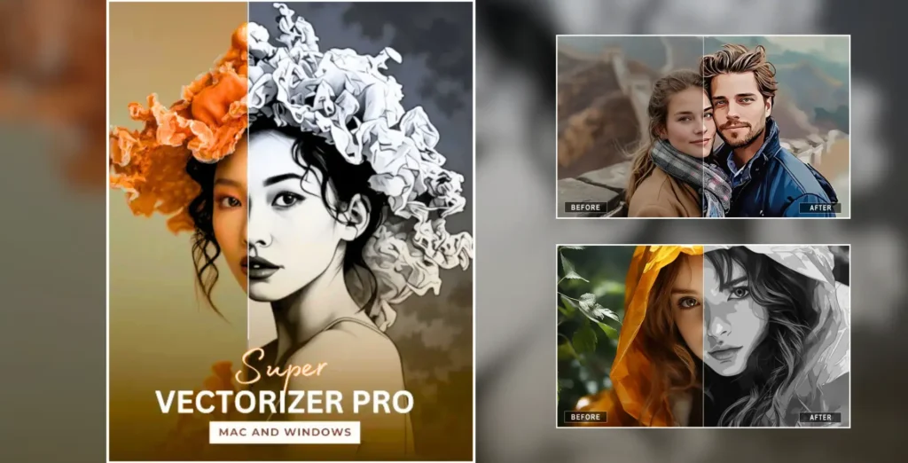 Super Vectorizer Pro converting a raster image into a clean vector graphic