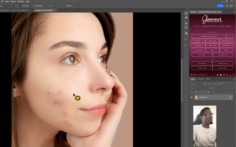 High end skin retouching showing natural texture on dark skin