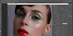 Photo retouching process using frequency separation technique to smooth skin while preserving texture